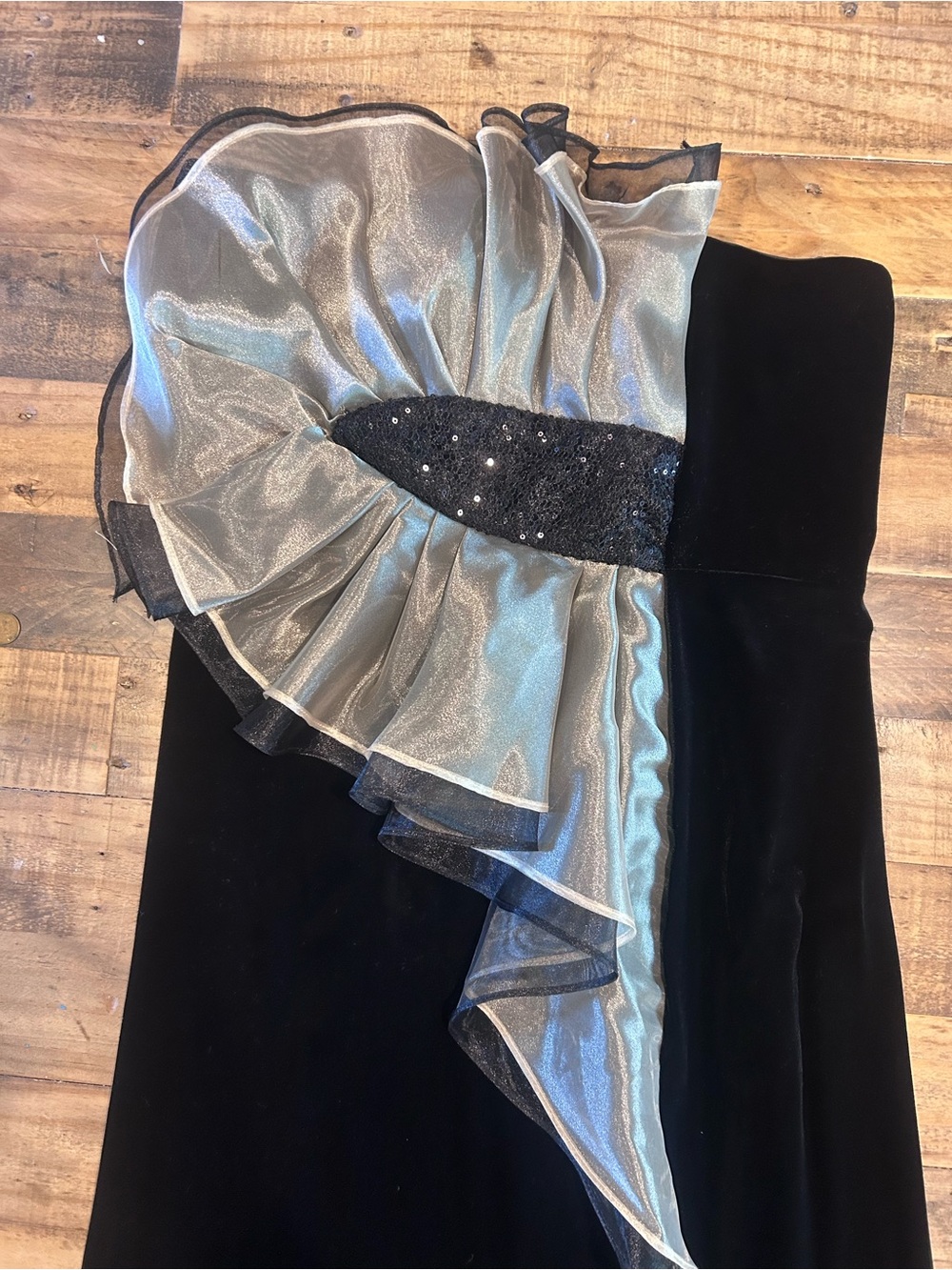 Betsy & Adam Black Evening Dress with Silver Logo Detail
